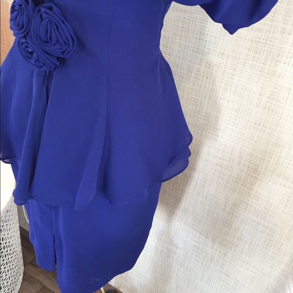 Vintage Double Peplum Deep V Back Dress - Picture 3 of 6